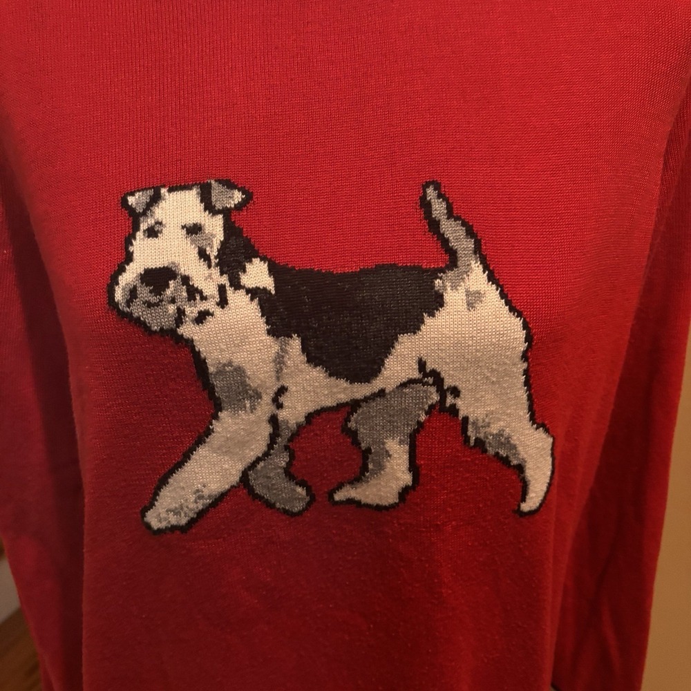 Tommy Hilfiger Women's Red Terrier Dog Crewneck Sweater Preppy Knit Size L - Picture 3 of 6
